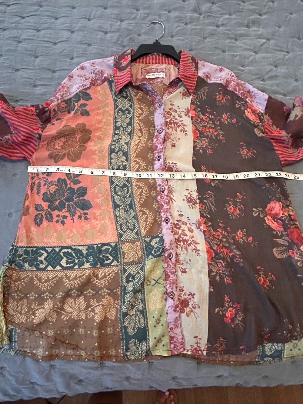 Free Peiple We The Free Flower Patchwork Floral Button-Up Shirt Medium - Picture 7 of 8